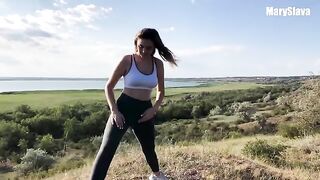 Fit girl is getting fucked outdoors during training