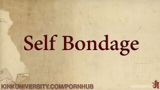 Alternative girl shows how to tie hands and feet for self-bondage in HD
