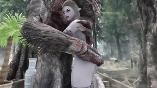 Dark Elf Fucks with a Troll in a Steamy Skyrim Scene