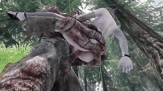 Dark Elf Fucks with a Troll in a Steamy Skyrim Scene