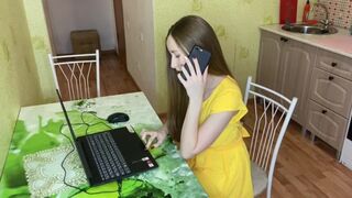 The computer broke down and a friend came to repair it, and the girl was left without underwear