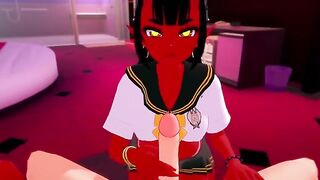A hot succubus is fucking with the player in POV style