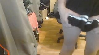A cute schoolgirl fucked hard by her boyfriend at home