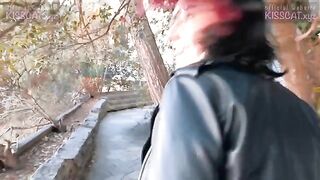 Kiss Cat love Breakfast with Sausage - Outdoor sex with Russian student and public agent