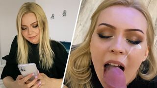 A beautiful neighbor came to visit and treated her to a blowjob