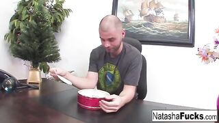 Natasha Nice is too fucking excited to wait for a sex with her boss