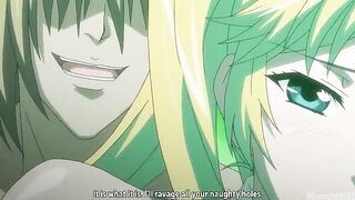 A hot girl in hentai gets her pussy railed by two guys