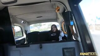 Taxi ride with Sabien DeMonia in fishnets turns into rough sex session