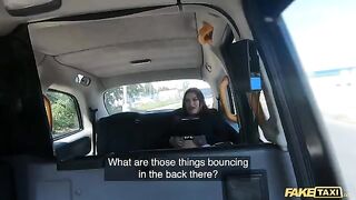 Taxi ride with Sabien DeMonia in fishnets turns into rough sex session