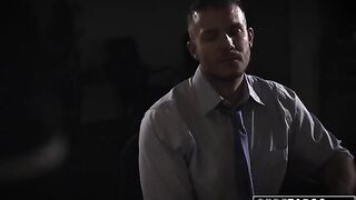 Shady reporter fucked Evelyn Claire in the office for tempting him