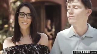 A widow woman seduces her neighbor's son to fuck her hard