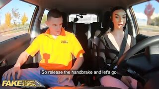 A girl is having fun with her fake driving school instructor in a steamy encounter