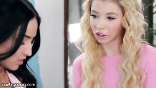 Kenzie Reeves gets her pussy railed hard by her college bestie in a steamy session