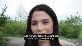 A pervert guy spied on a hot babe taking a piss with his drone and fucked her Public Agent style