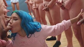 Babe Min Galilea swallows 64 huge cumshots in bukkake