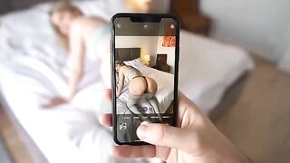 My stepsis distracted me from work and I finished with a bang in her pussy