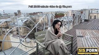 A cute girl sucks a cock better than her smoking habit