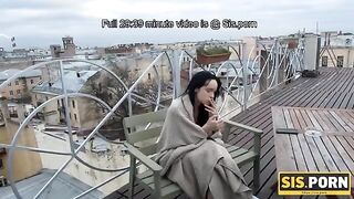A cute girl sucks a cock better than her smoking habit
