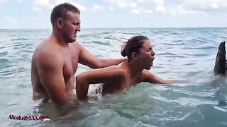 Babe has an amazing sex in the blue lagoon, showcasing sensual beauty