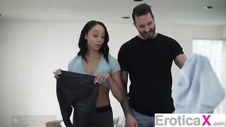 The couple enjoys sensual sex, showcasing their passionate connection in an erotic home video