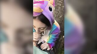A prank with a girl ran away and was fucked outdoors