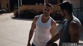 A stepmom gets her tits sucked by two young men in a taboo encounter