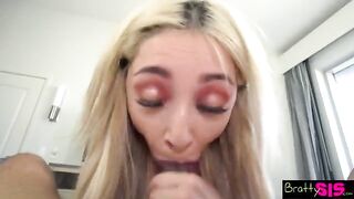 Short girl has a great dick in her mouth, courtesy of step sis