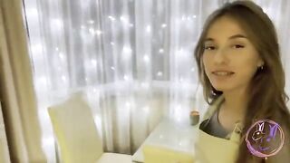 A young and sexy housemaid was seduced and fucked in the kitchen