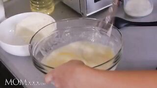 Florane Russell spanks and eats pussy of her stepdaughter Jenny Wild in the kitchen