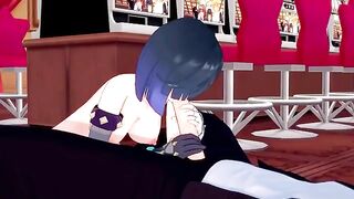 Hentai Yelan rides a dick in doggy style position