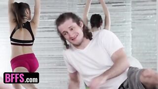 A yoga master fucks with his students in various poses during the lesson