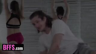 A yoga master fucks with his students in various poses during the lesson