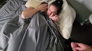 Pissing on girls in bed, then they wet their panties