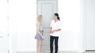 Skinny blonde gets fucked in the kitchen with intense passion