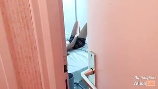 I spy my stepsister masturbating, I offered her my cock and she accepted!