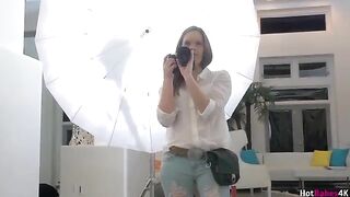 The photographer fucked in the mouth by two young lesbians