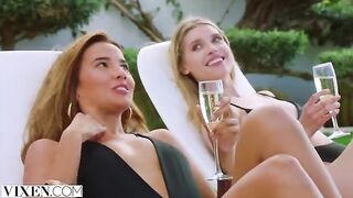 Stunning girls Agatha, Freya, and Lika in passionate foursome action