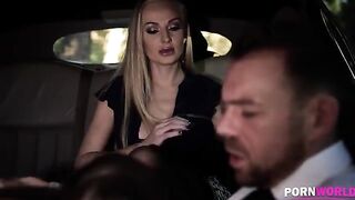 The driver got fucked with the busty bombshell and her friend in a steamy scene