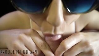 Foreskin play and blowjob action with smegma close-up