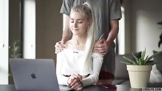 Eva Elfie was fucked by a young man during a zoom class