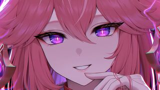 Yae Miko's 5-minute cum shot guarantee with her feet in hentai joi action