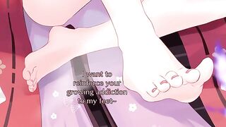 Yae Miko's 5-minute cum shot guarantee with her feet in hentai joi action