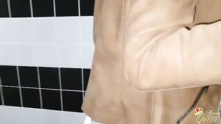 Pervert dude fucked sexy brunette in the toilet, a risky spot