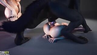 Beautiful women are getting fucked by a werewolf in this hot 3D porn