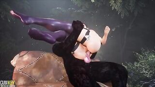 Fella fucks curvy bitch with a big cock monster