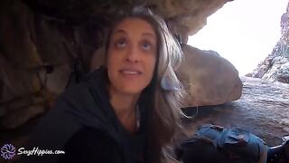 Three hikers got lost and had to fuck to keep warm in this steamy outdoor scene