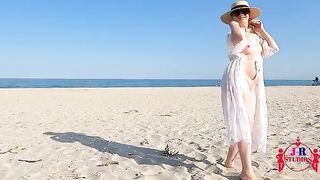 First time posing nude and fucking on the beach
