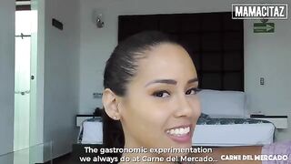 Petite brunette teen Andreina De Luxe shakes big cock with her perfect ass