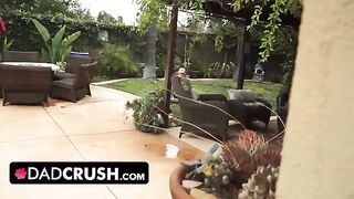 Fit babe lets stepdad finger and fuck her by the pool