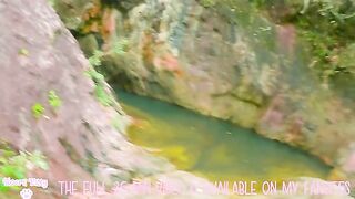 Kinky solo sex in hotel room and public waterfall on holiday